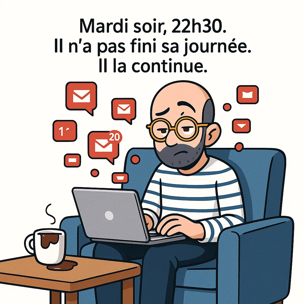 Cadre épuisé travaillant tard le soir au bureau - épuisement professionnel et burn-out en management